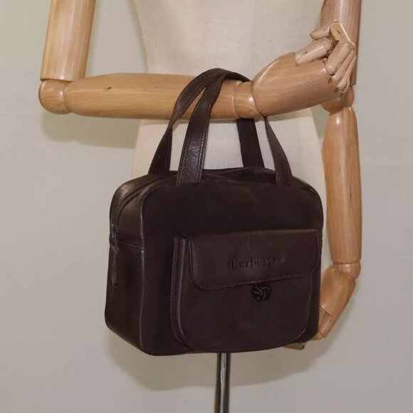 Burberrys Hand Bag Leather Suede Brown Auth - Picture 1 of 16